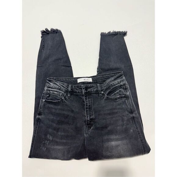 KanCan Women's Juniper Frayed Hem High Rise Ankle Skinny‎ Jeans Black Size 28 - Picture 10 of 13